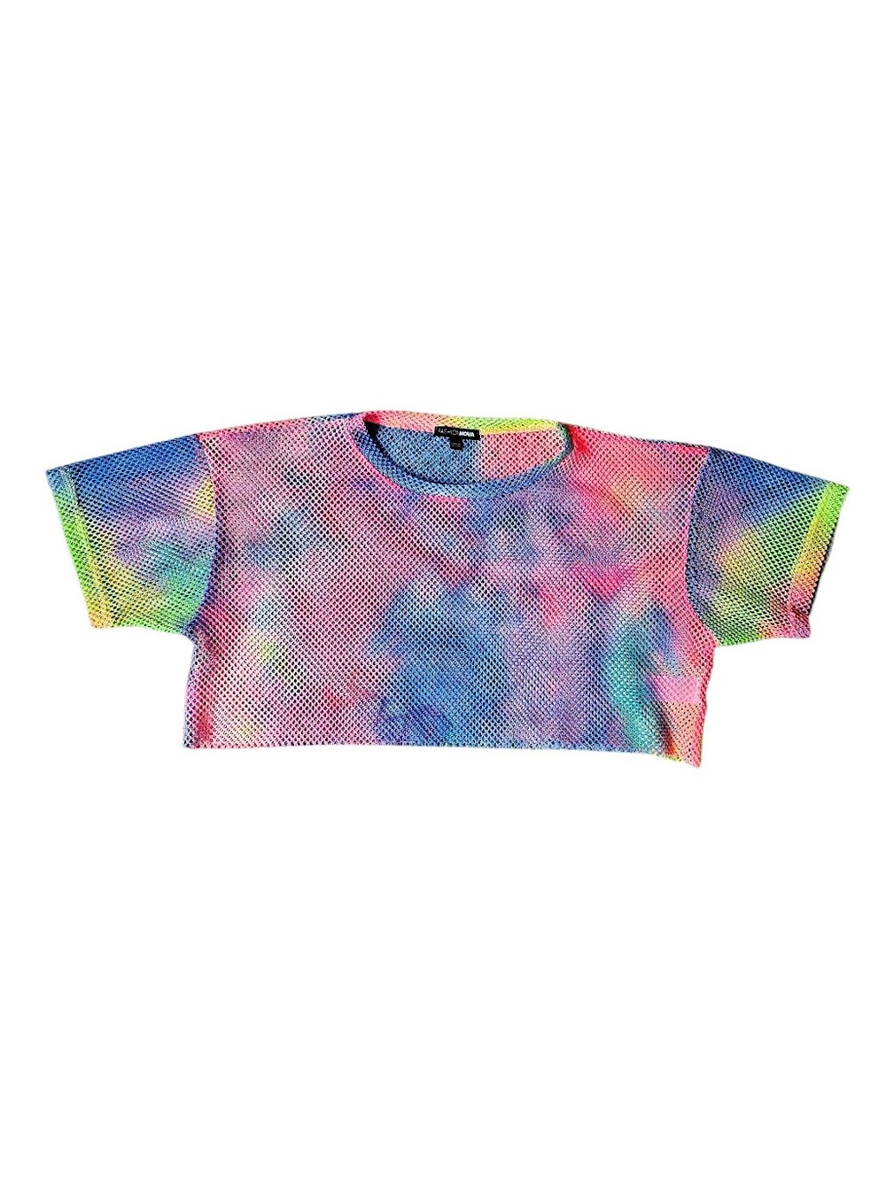 Fashion Nova Tie Dye Mesh Rave Crop Top - Size L